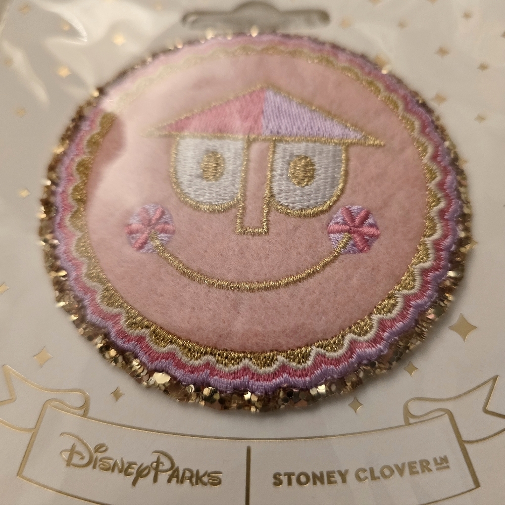 Stoney Clover Lane It's A Small World Clock Face Patch Pink Gold Glitter
